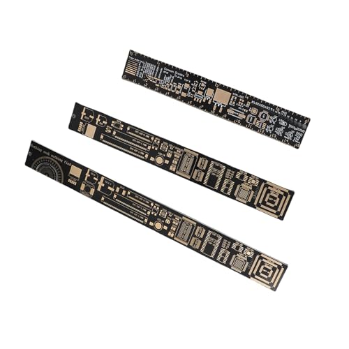 ZASCHMOY Kit de Regla de Placa de Circuito Impreso Multifuncional de 3 Piezas - Herramienta de Medición Integrada para Ingenieros Electrónicos - Diseño Chapado en Oro Duradero y de Alta Precisión -