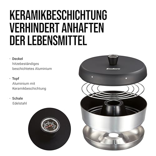 Enders® Mobiler Camping-Backofen VAMO™, für Backen, Garen und Kochen, kompatibel mit Kochern, Grills oder Herdplatten - außer Induktion, Fassungsvermögen ca. 2,3 Liter, integriertes Thermometer #6866