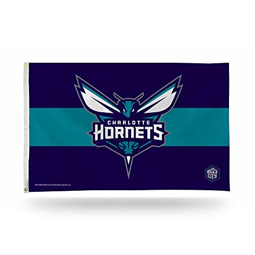 Rico Industries NBA Basketball Charlotte Hornets Buzz City 3' x 5' Banner Flag Single Sided - Indoor or Outdoor - Home Décor