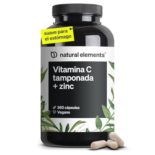 Vitamina C - 360 cápsulas - Dosis alta de 1000 mg + 15 mg de zinc - Producto vegetal fermentado y tamponado (pH neutro, sin ácido, suave para el estómago) - Probado en laboratorio, vegano