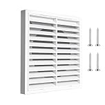 Louvred Wall Vent Grille 176mm, Round Rear Spigot 150mm with Metal Fly Screen Exterior Air Vent Cover for Bathroom and Kitchen Extractor Fans (White)