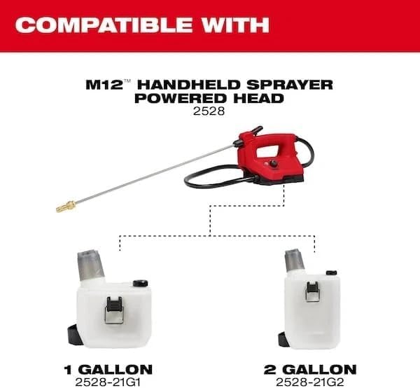 for Milwaukee Tool 2528-21G2 2 Gal Handheld Sprayer, Poly, 4 Ft L Hose, 24 in L