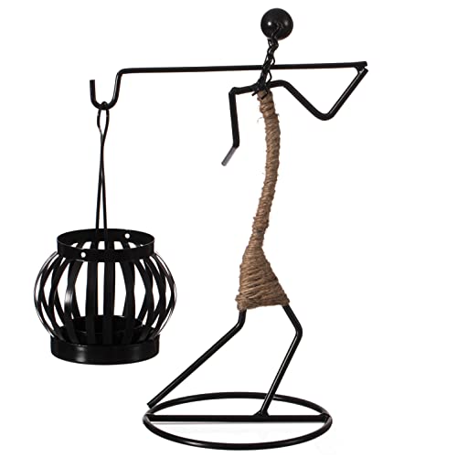 Wire Figure Candle Holder Decorative Modern Tea Light Lantern Tabletop Centerpiece Candle Stand, Back Carry #TOP1