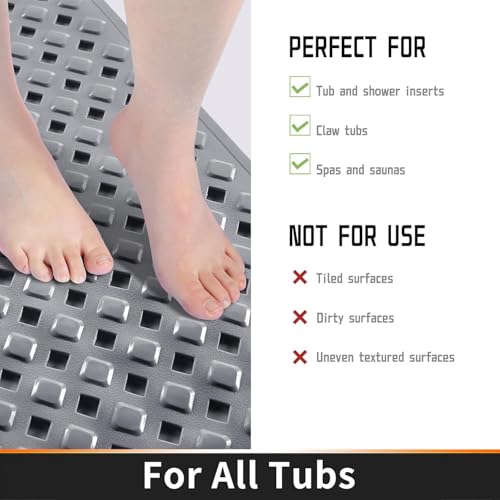 Image of Door mat Bathroom mats Anti Slip for Entrance Floor Foot Skid Bathtub Bath Shower Suction Cups (Grey 70x40cm)