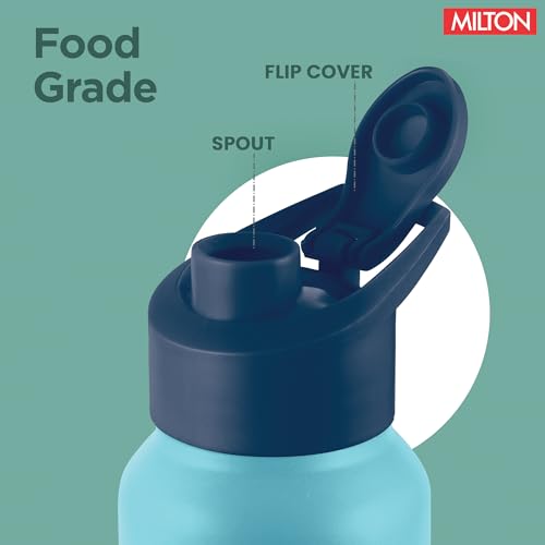 Image of MILTON Torino 1000 Stainless Steel Water Bottle, Leakproof Lid, Single Walled, ISI Certified I For School, Office, Gym I 980 ml, Light Blue & Dark Blue
