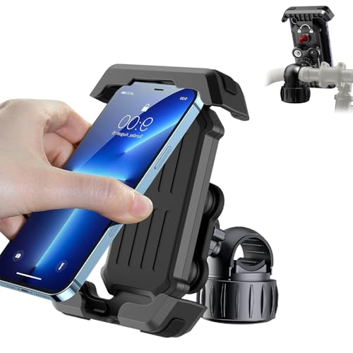 VGECEE Support Téléphone Moto, Anti-Vibration, Supports Telephone Velo Porte Telephone Velo 360° Rotation Support Rotatif à 360 ° pour Smartphone Porte Téléphone Moto pour Smartphone de 4,7-7 Pouces