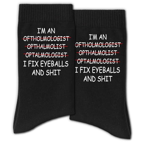 RZQIJ Funny Eye Doctor Socks for Ophthalmologist Graduation – Hilarious Eye Doctor Gifts for Men – I Fix Eyeballs Quote Sock – Bold Graduation Gifts for Women for Future Physicians & Surgeons(074)