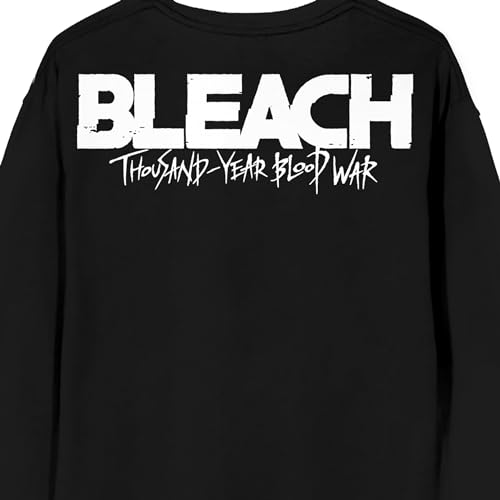 Bleach 100 Year Blood War Ichigo On Orange Background Crew Neck Long Sleeve Black Adult Sweatshirt4