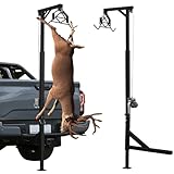 Deer Hoist with Winch and Gambrel, Truck Hitch Game Hoist Complete Kit, 600lb Capacity Heavy Duty Game Hoist Kit with 360 Degree Swivel and Adjustable Height for Hunting Skinning and Cleaning