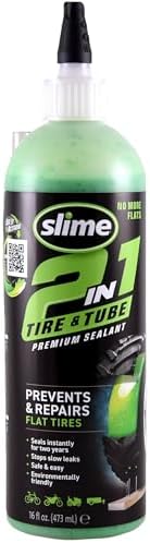 Slime 10193 Tire and Tube Sealant Puncture Repair Sealant, 2-in-1, Premium, Prevent and Repair, Suitable for Non-Highway Tires and Tubes, Non-Toxic, Eco-Friendly, 16oz Bottle