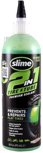 Slime 10193 Tire and Tube Sealant Puncture Repair Sealant, 2-in-1, Premium, Prevent and Repair, Suitable for Non-Highway Tires and Tubes, Non-Toxic, Eco-Friendly, 16oz Bottle