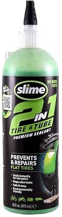 Slime 10193 Tire and Tube Sealant Puncture Repair Sealant, 2-in-1, Premium, Prevent and Repair, Suitable for Non-Highway Tires and Tubes, Non-Toxic, Eco-Friendly, 16oz Bottle