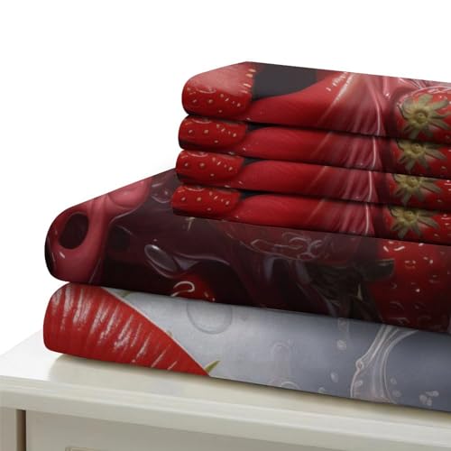 Housse de couette microfibre de qualité supérieure avec motif Red Lips imprimé 3D - 6