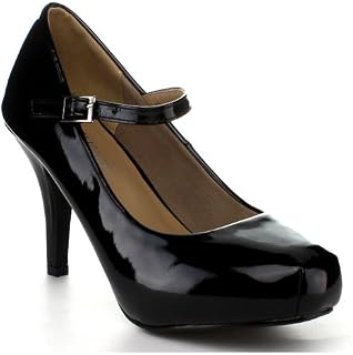 Delicacy Womens Cyndi-91 Ankle Strap Mary Jane Dress Pumps Shoes,Black,7.5