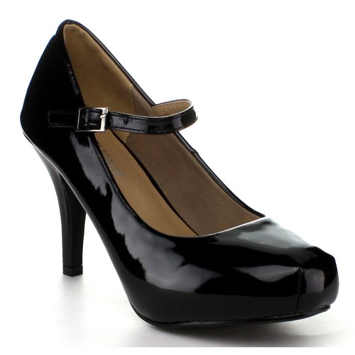 Delicacy Womens Cyndi-91 Ankle Strap Mary Jane Dress Pumps Shoes,Black,7.5
