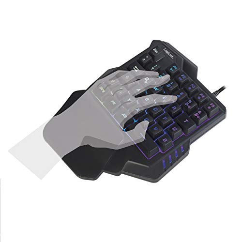 Teclado gamer de una mano con iluminación RGB USB miniatura 2