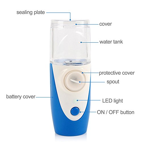 LAB OUTLET Mini Portable Ultrasonic Nebulizer USB Rechargeable Mesh Nebulizer Humidifier(Blue)