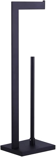 Soporte para papel higiénico negro mate, soporte para rollo de papel higiénico con reserva de estante, organización portátil de almacenamiento de