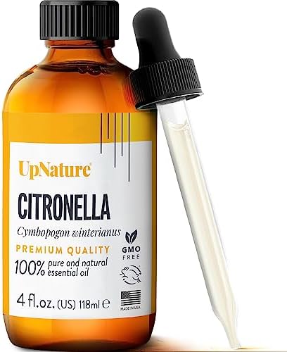 UpNature Citronella Essential Oil - 100% Natural & Pure, Undiluted, Premium Quality Aromatherapy Oil- Keeps Insects and Mosquitos Away Naturally - Treat Fevers & Headaches, 4oz
