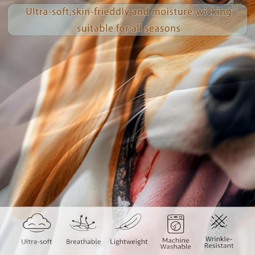 Manta suave de invierno para adolescentes y niños, colcha de perro beagle estilo pastoral 8