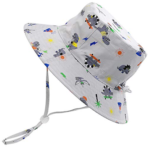 ORVINNER Baby Sun Hat Cotton, Toddler UPF 50+ Sun Protection Beach Bucket Hat Kids Boys Girls Wide Brim Summer Play Hat - Adjustable (White, 2-4 Years)