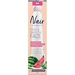 Nair Prep and Smooth Face, Facial Hair Remover, Touch Free Hair Removal Cream, with Hydrating Watermelon and Hyaluronic Acid for Skincare, Dermatologist Tested, 50g