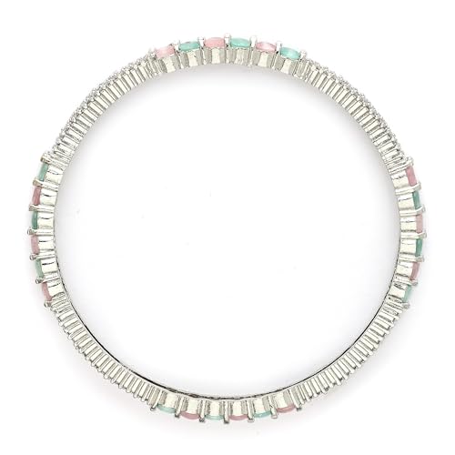 Image of ZENEME Jewellery Silver Plated Stylish Crystal AD Dual Colour Bangle Jewellery For Girls and Women