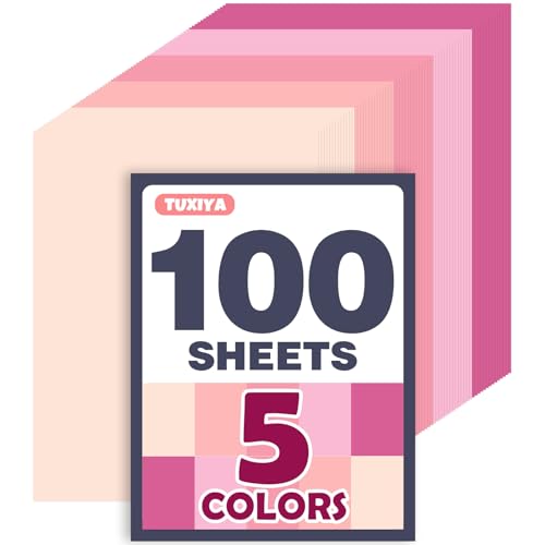 100 Sheets 8.5 x 11 Colored Cardstock 5 Assorted Pink Shades of 180GSM/65LB Construction Paper Pink Cardstock Printer paper for Card Making DIY Crafts School Supplies Party Decorations