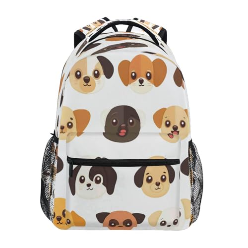 Cute Dog Pup Face (1) Kids Backpack School Backpacks for Boys Girls 16 IN Book Back Pack Bag Casual Travel Daypack with Adjustable Shoulder Strap Zipper