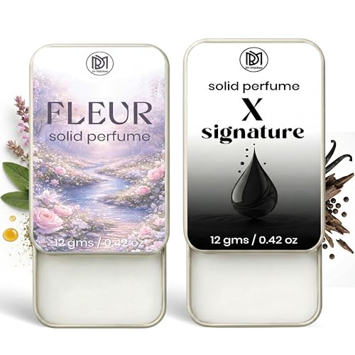Image of Dr.Mashur Solid Perfume |x signature&Fleur Alcohol Free Wax Perfume Balm, Long Lasting | Pocket Tin 12g, Pack Of 2| Non Greasy Smooth Glide, Travel Friendly Men And Women