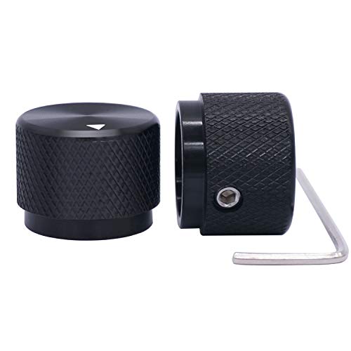Image of Taiss / 2pcs Black Aluminum Rotary Electronic Control Potentiometer Knob for 6 mm Diameter Shaft, Volume Control Knobs, Audio knob, Guitar KnobsiA'Switch Knobs, 20mm Dia. x 15.5mm Height