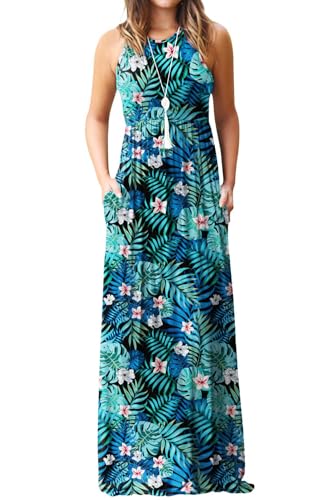Image of DEARCASE Women's Sleeveless Summer Maxi Dress with Pockets,Beach,Vacation