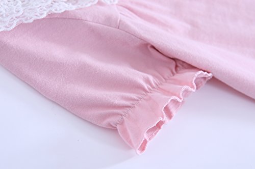 Abalacoco Girls Kids Princess Lace Nightgown Long Sleeve Cotton Sleepwear Dress Pretty Homewear Dress (6-7 Years, Pink) #TOP3