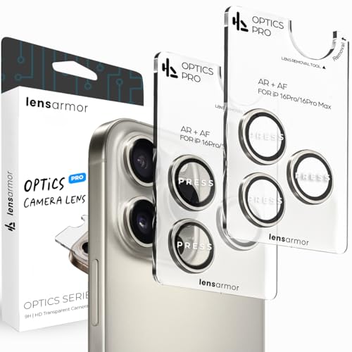 Image of Lensarmor Compatible with iPhone 16 Pro Max Natural Titanium Camera Lens Protector (2-Pack) - OEM-Color 9H Tempered Glass, Anti-Scratch, Precision Fit with Alignment Frame