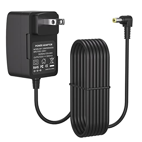 JQPXDS 9.5V Adapter for Casio Piano Keyboard SA76 SA77 SA46, Replacement for Casio ADE95100LU, Tuning Fork Elbow, 8.2 Ft Cord.