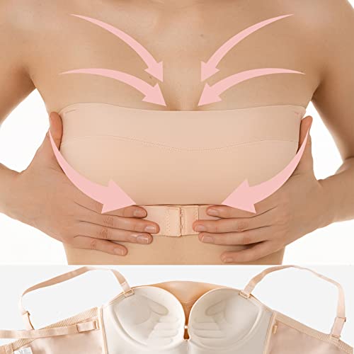 Guimauve Strapless Bras For Women Push Up - Hand-Shaped Pad No Steel Ring With Non-Slip Design And Detachable Straps #TOP1