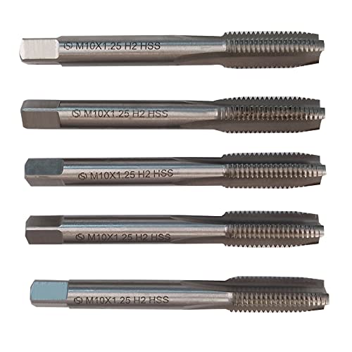 HUAZHICHUN M10×1.25 Metric Hand Tap,Thread Tap Pitch Straight Flutes HSS Right Hand Tap (2pcs)