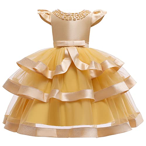 Robe de princesse bébé fille champagne 1-2 ans pour fête de mariage et Noël chic