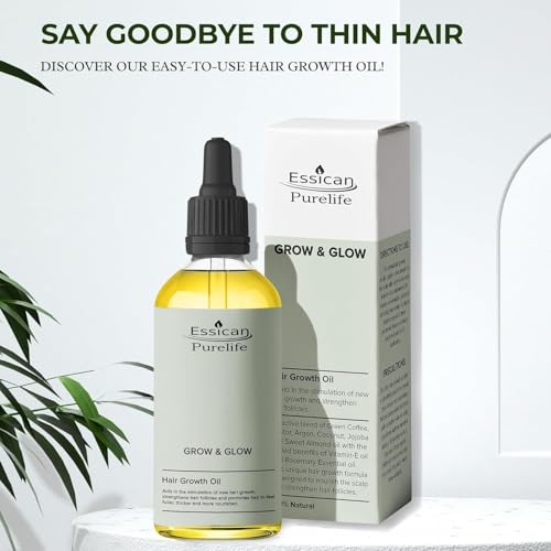 Essican Purelife Aceite Capilar para el Crecimiento con Biotina, 100 ml, Romero, Ricino, Argan, Coco, Café, Vitamina E, Aceite Natural para el Cabello, Suero Capilar Hombres y Mujeres - imagen 2