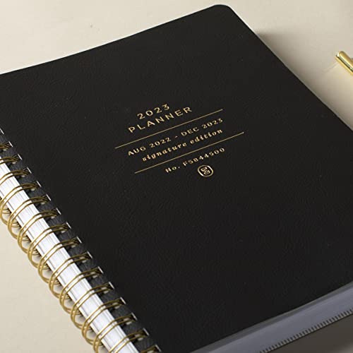 Fringe Studio 2023 Spiral Planner, Aug 2022 - Dec 2023, 17 Month Weekly And Monthly, Faux Leather Cover, Standard Black ", 236 Pages, 9.785" X 6.75" (844501) #TOP6