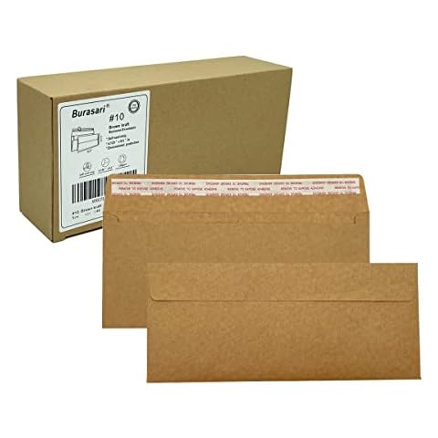 Burasari 80Qty#10 Brown Kraft Business envelopes 4.125x9.5In- windowless design 120GSM paper envelopes Cover