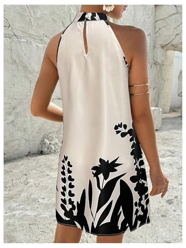 Image of Floerns Women's Geo Print Halter A Line Dress Sleeveless Vacation Short Dresses