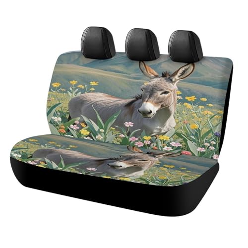 Funda para asiento trasero de coche en poliéster elástico: protección universal con diseño de burro