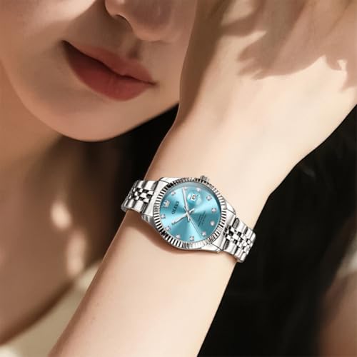 Image of OLEVS Watches for Women Luxury Elegant Stainless Steel Waterproof Luminous Diamond Women's Fashion Watch Ladies Watches for Small Wrists