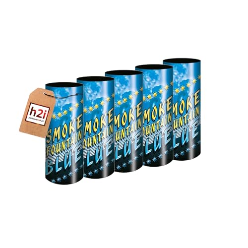 h2i Rauch Vulkan Fontäne | 5 Stück | Blau | Time 40 sek | Smoke Tube Rauchfackel Rauchtopf Rauchgenerator Rauchbombe mit dichtem kräftigem Rauch |B8| Ganzjahresfeuerwerk Kat T1/F1