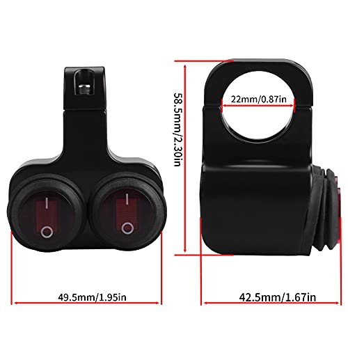 Universal 7/8" Handlebars 22Mm Waterproof Double Control Kill Button Headlight Switch Hazard Brake Fog Light On Off Switches Cnc Aluminium Alloy Compatible With Motorcycle Atv Bike Scooter… #TOP4