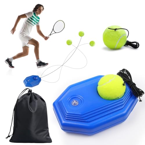 EUBSWA Entrenador de tenis octogonal con 2 pelotas de tenis, entrenamiento individual para exteriores, juego de pelota innovador para niños y adultos en el jardín