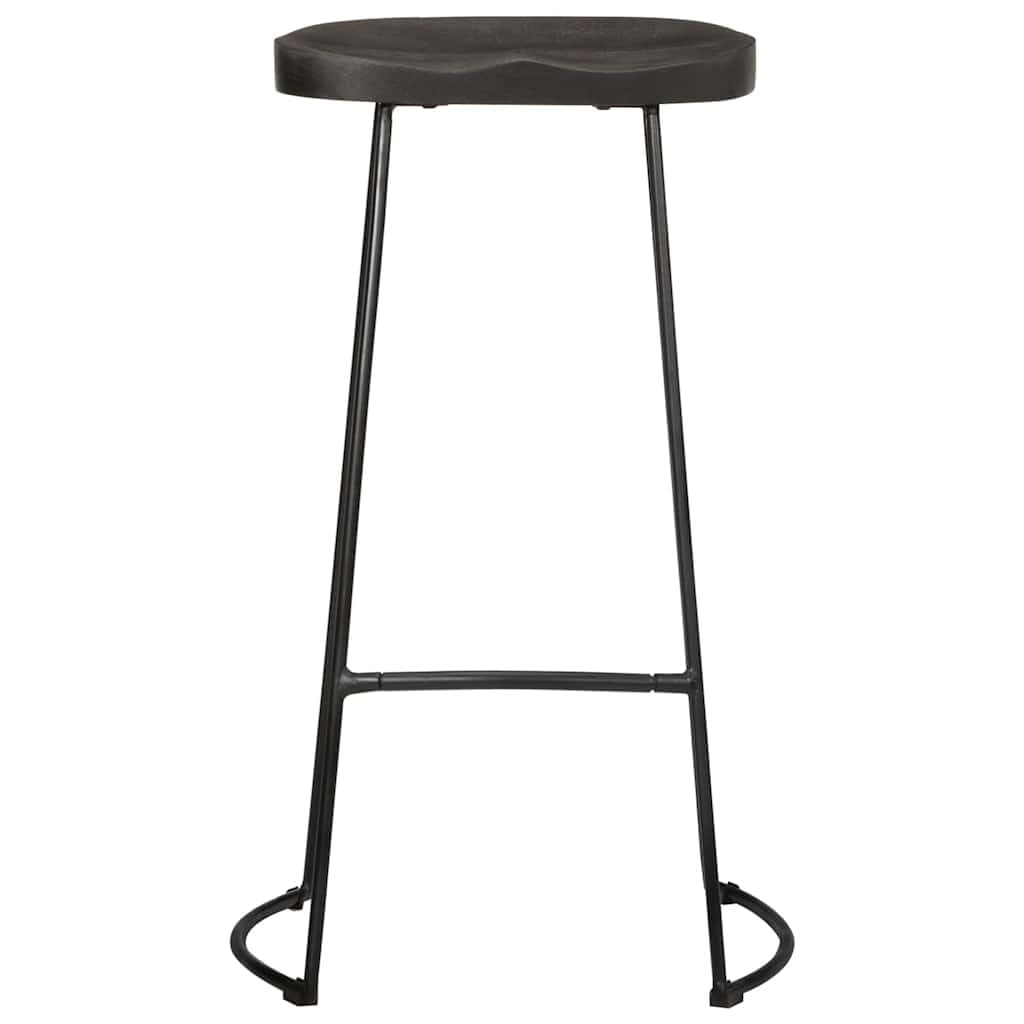 Taburete de Barra Alto Moderno con Estructura de Madera de Mango Sólida y Patas de Metal Resistente para Cocina, Bar o Restaurante | Reposapiés Integrado y Soporte Estable