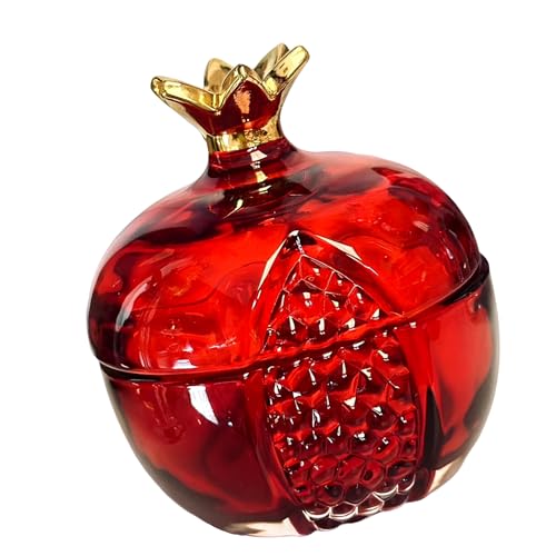 Tarro de granada de cristal transparente con tapa para almacenamiento de caramelos, joyero, decoración del hogar, festividades