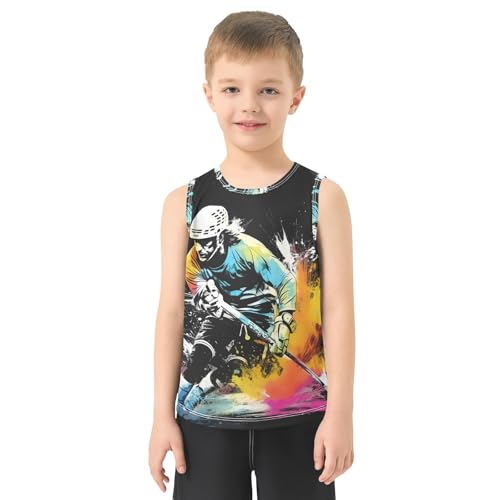 Boys' Tank Top Shirt Abstract Running Ice Hockey Player Sleeveless T-Shirts2